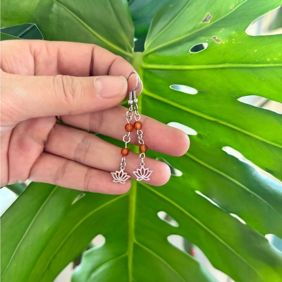 Jewelry - Carnelian ~ Lotus Earrings